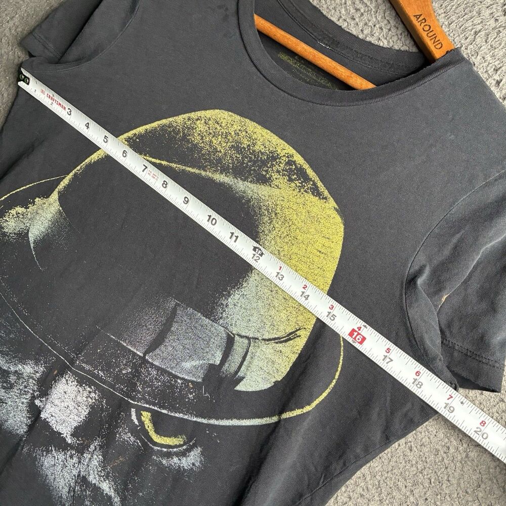 Y2K Cat Graphic T-Shirt Black Fedora Hat Yellow Eyes Crewneck Womens Large - Picture 9 of 14